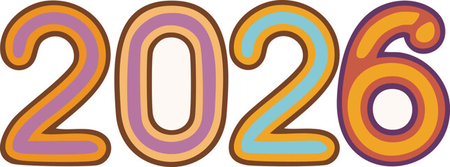 Stylized number 2026 with colorful blocks, abstract design

