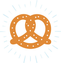 Single pretzel with radiating lines, snack or Oktoberfest symbol

