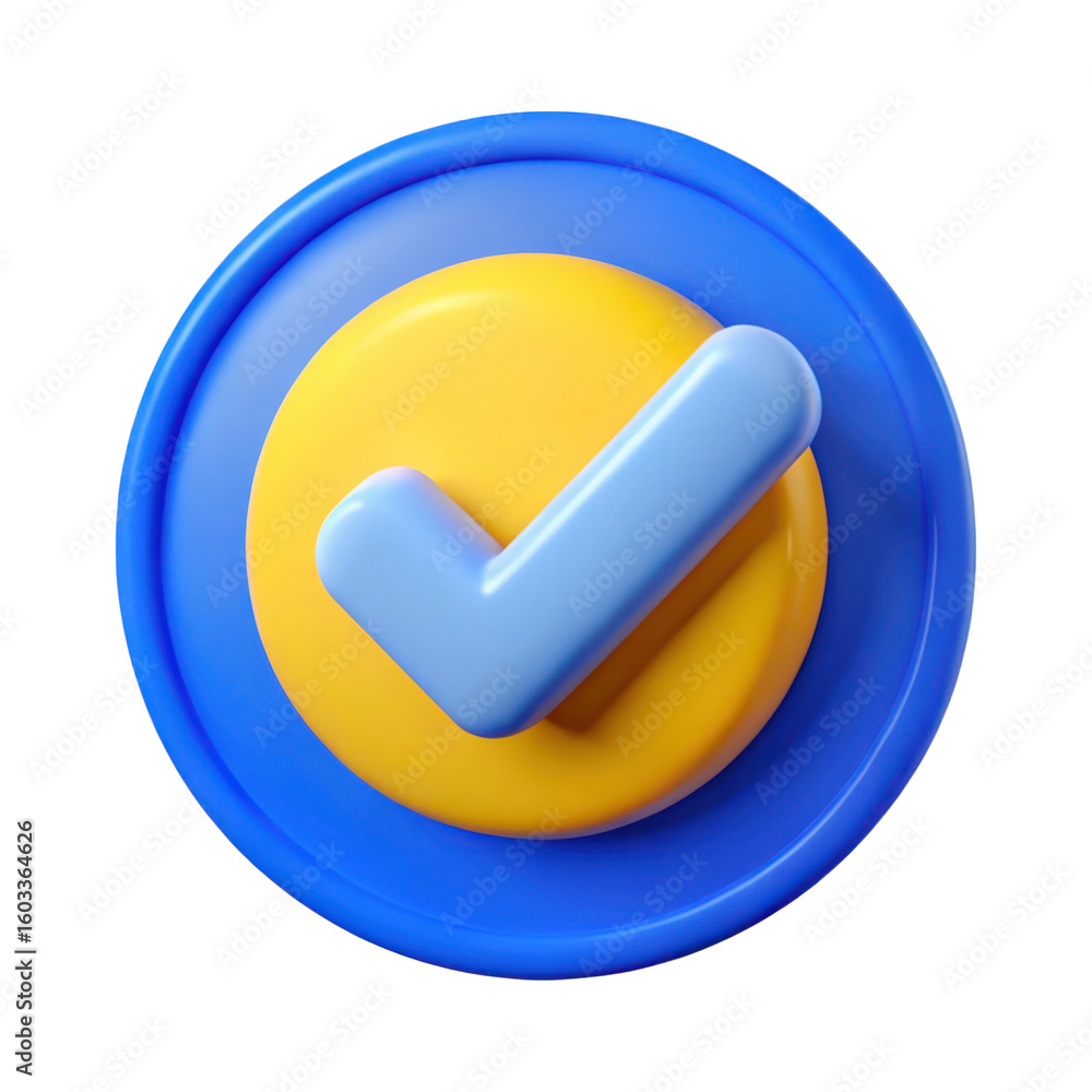 Poster 3d checkmark icon isolated on transparent background