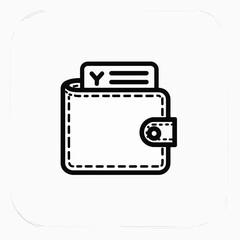 A white wallet with a black zipper and a black button