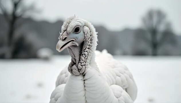 Turkey softly crying in barnyard