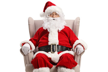 Santa claus resting in an armchair