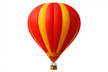 Fototapeta premium Colorful hot air balloon with red and yellow stripes floating against a transparent background, perfect for travel and adventure concepts