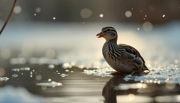 Water strider smiling in pond light