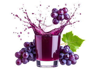 Grapes Juice Splash in Glass: Rich Purple Fruit Beverage


