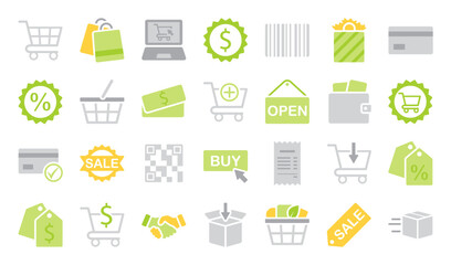 A set of shopping and commerce themed icons

