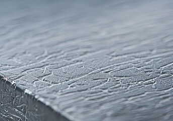 A close-up, abstract grey surface featuring intricate, winding cracks or lines, creating a rugged and industrial texture with a sense of depth and subtle light variations.