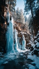 Frozen Waterfall Scene