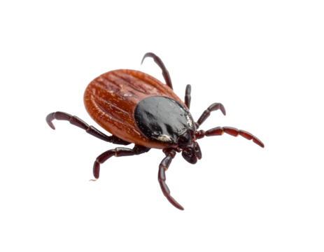 A small tick, a common parasite, isolated on a white background, for health and pest-related visuals.