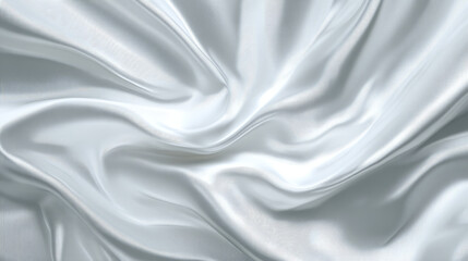 Naklejka premium Smooth, silver-white satin fabric with gentle waves and a natural soft blur pattern, perfect for elegant background designs