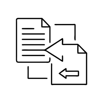 File sharing icon with arrow indicating transfer of documents