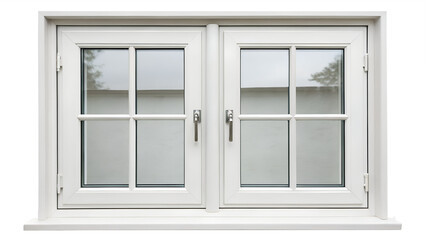 Classic White Casement Window Modern Home Detail isolated on transparent  background 