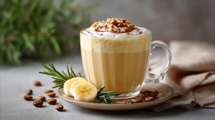 Chocolate-banana cocktail with toasted oats and vanilla.