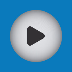 Play sign gray-black button. Gray play button Vector illustration isolated on a blue background. Media, web and play symbol logo design, Digital Video Logo Design Template.