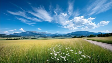 green grass and blue sky
