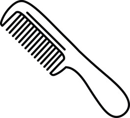 Hair Comb Outline: A clean-lined illustration showcases a sleek hair comb, a simple yet essential tool for personal grooming, its design optimized for effortless styling and maintenance.
