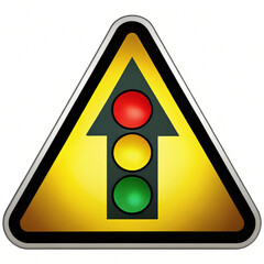 International traffic lights day concept Warning sign traffic light ahead, traffic light on yellow road sign -Vector icon isolated on white background
