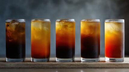 Iced drinks in glasses