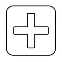 Obraz premium Simple outline of a plus sign within a rounded square icon symbolizing addition health or medical care and positive concepts