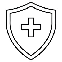 Obraz premium Simple outline shield with a medical cross inside symbolizing healthcare protection safety and security