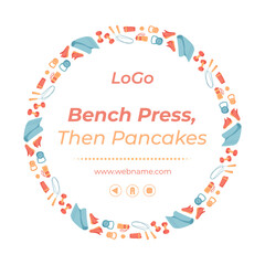 Colorful frame of gym and sport equipment. Bright banner design for fitness and workout activities. Minimal background with accessories for training or healthy programs.