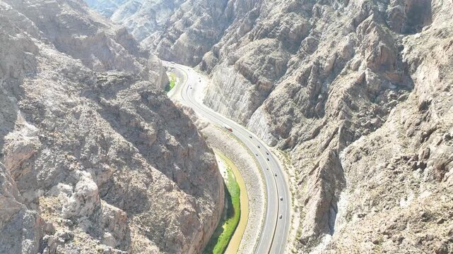 Aerial Virgin River Gorge Highway and Canyon Fly Through Motion