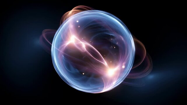 An innovative graphic of a holographic Bloch sphere featuring a smoothly rotating qubit state. The ethereal glow and dimensional depth emphasize the complexity of quantum states making