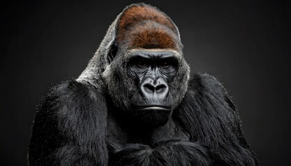 Close-up portrait of a large gorilla