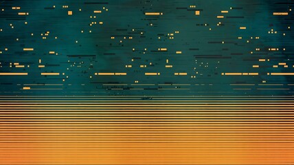 Teal and Orange Digital Glitch Pattern with Horizontal Lines texture background