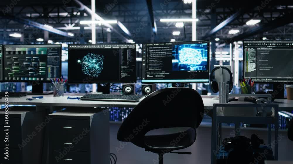 Poster computers in data center supporting ai training workflows and automated infrastructure systems. pc s