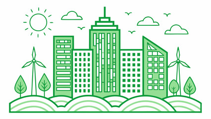 Obraz premium Green Future City – Eco-Friendly Urban Landscape Vector