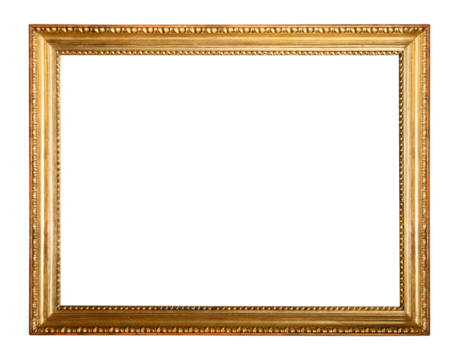 Gilded old picture frame with transparent background, png image.	
