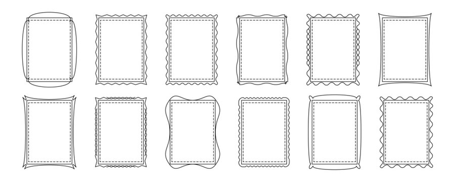 Simple frame thin line, border plaque icon, rectangle shape vintage box, black decor element editable stroke. Geometry retro linear banner, photo set isolated on white bg. Drawn vector illustration