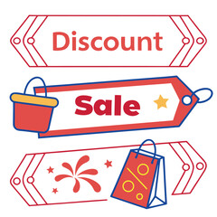 A set of promotional banners featuring discount and sale messages, designed for retail and marketing purposes to attract customers