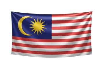 Waving Malaysia flag featuring crescent moon and star shows nation's identity and independence