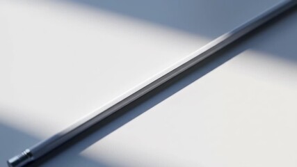 White pencil on white surface, sunlight shadows, minimalist design, stationery mockup - Powered by Adobe