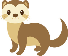  cute ferret vector art illustration