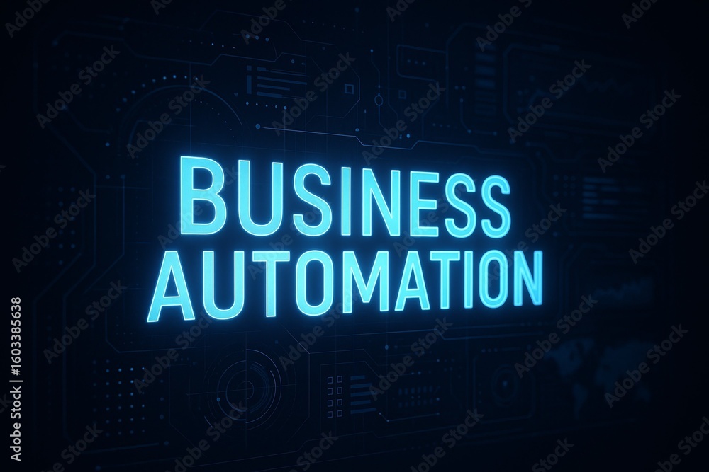 Aufkleber business automation concept with digital interface and technological graphics