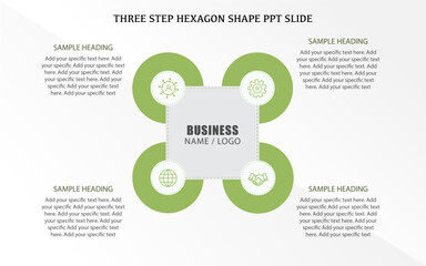 Square infographics with four options, 4 step infographics with circle and square shape