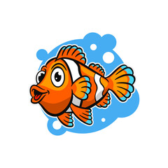 cute clown fish cartoon mascot