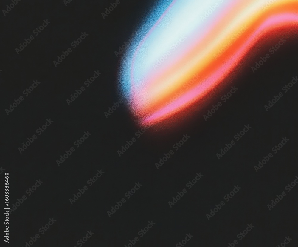 Poster colorful smooth gradient with noise texture spreading across a dark background. abstract futuristic 