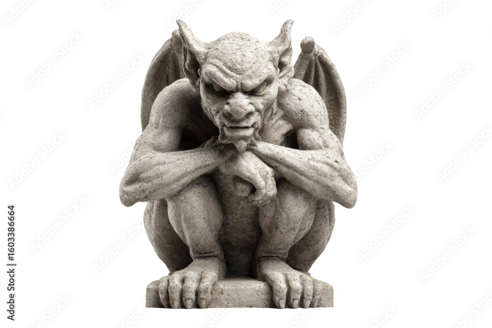 Aufkleber a statue of a demon with horns and a mouth open