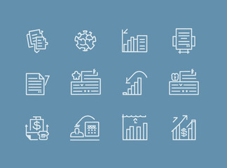 Business and shopping icons set with symbols for finance e-commerce and web