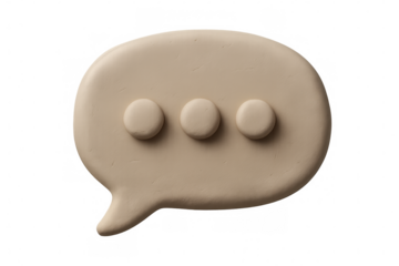 Speech bubble in neutral beige, indicating continuous dialogue, floating against transparent backdrop
