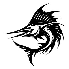 Silhouette of a marlin fish monster