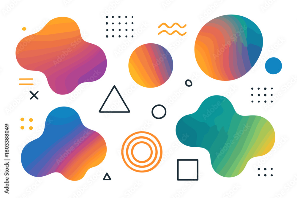 Poster abstract shapes and gradients: a vibrant collection of abstract shapes featuring smooth gradients an