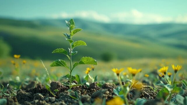 Tree seedlings that emerge from fertile soil