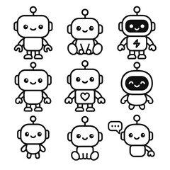 Fototapeta premium ai robots cartoon animal icons