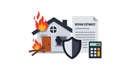 Damaged House Repair Estimate with Calculator Showing 200