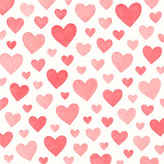Seamless pattern of various pink and red hearts